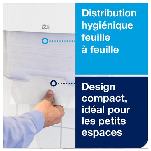 DISTRIBUTEUR D’ESSUIE-MAINS PLIÉS MINI TORK® H3 BLANC - 5