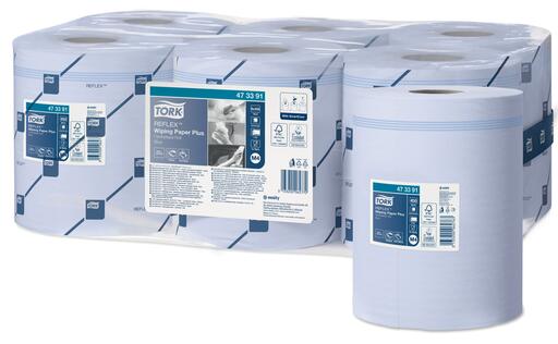 BOBINE DEVIDAGE CENTRAL TORK REFLEX M4 BLEU 450 FORMATS 2 PLIS 19,4X33,5CM ECOLABEL X6 - 2