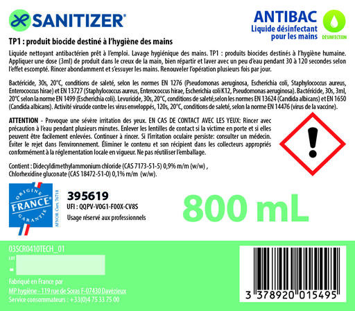 SAVON ANTIMICROBIEN ANTIBAC CARTOUCHE PLG 800ML X6 - 2