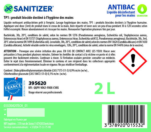 SAVON ANTIMICROBIEN ANTIBAC CARTOUCHE PLG 2L X6 - 2
