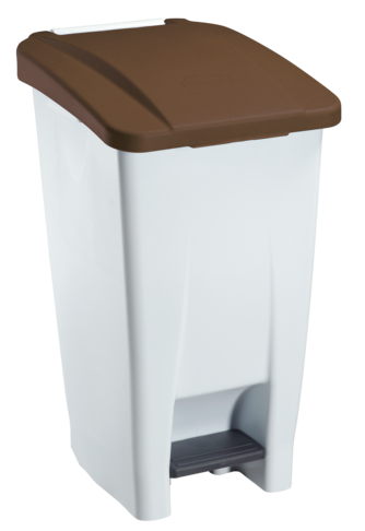 POUBELLE A PEDALE MOBILY 60L BLANC / MARRON - 2