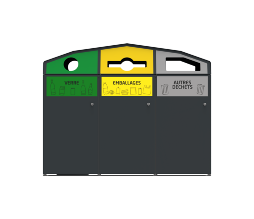 STATION DE TRI 240L 3 BACS ROULANTS TRIROK ANTHRACITE - 2