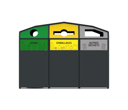 STATION DE TRI 340L 3 BACS ROULANTS TRIROK ANTHRACITE - 2
