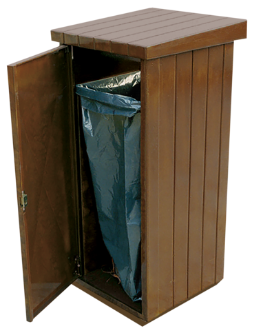 CORBEILLE 130L A POSER/FIXER/SCELLER BETON ZEUS EFFET BOIS - 2