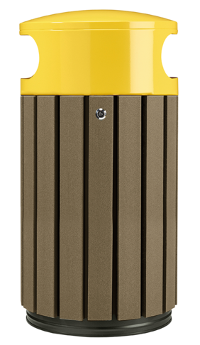 CORBEILLE 40L A POSER OU A FIXER ZENO ETIK A LATTES MARRON / JAUNE - 2