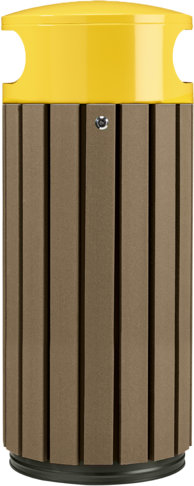 CORBEILLE 60L A POSER OU A FIXER ZENO ETIK A LATTES MARRON / JAUNE - 2