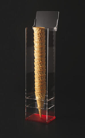 PORTE-CORNETS GLACE VERTICAL 1 TROUS 35MM COUVERCLE ARTICULÉ - 2