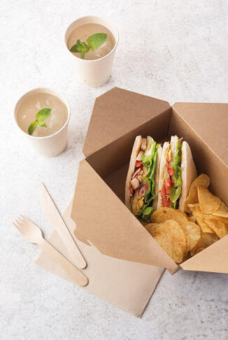 BOÎTES REPAS CARTON KRAFT 16,2 X 13,2 CM HAUTEUR 6,4 CM 130 CL X400 - 2