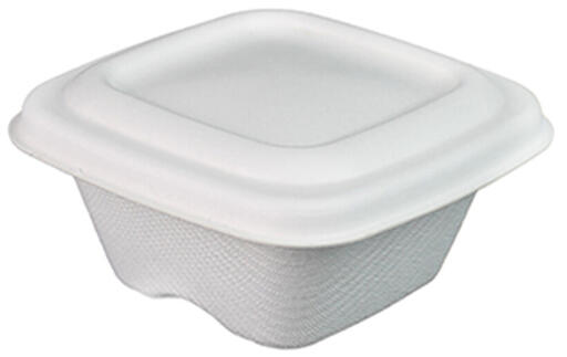 POTS À SAUCE FIBRE DE CANNE CARRÉS SANS COUVERCLE 8X8 CM 10 CL X600 - 2