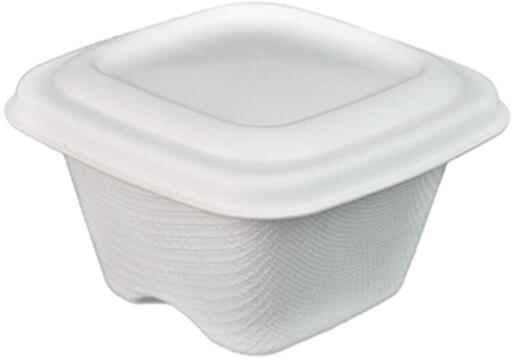 POTS À SAUCE FIBRE DE CANNE CARRÉS SANS COUVERCLE 8 X 8 CM 13 CL X600 - 2