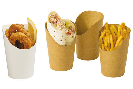 POTS SNACK EN CARTON BLANC POUR WRAPS OU FRITE Ø BASE 80 H134 MM X1000 - 2