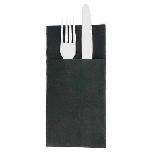 SERVIETTE POCHETTE 40X40CM NON TISSÉ NOIR X50 - 2