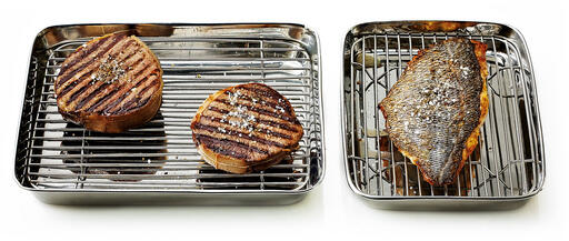 MINI-PLAT JAPONAIS INOX AVEC GRILLE 24X19 CM - 2