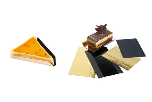 FONDS PART GÂTEAU CARTON DESSUS OR DESSOUS NOIR BORDS PLIABLES 100X45X15MM X200 - 2
