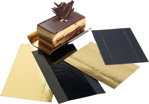FONDS PART GÂTEAU CARTON DESSUS OR DESSOUS NOIR BORDS PLIABLES 130X45X15MM X200 - 2