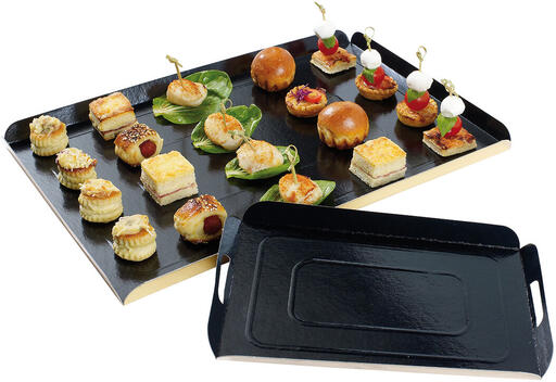 PLATEAUX EN CARTON À BORDS PLIABLES NOIRS 28X19X2 CM X100 - 2