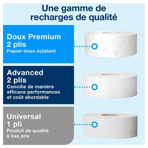 DISTRIBUTEUR DE PAPIER TOILETTE JUMBO TORK® T1 BLANC - 6