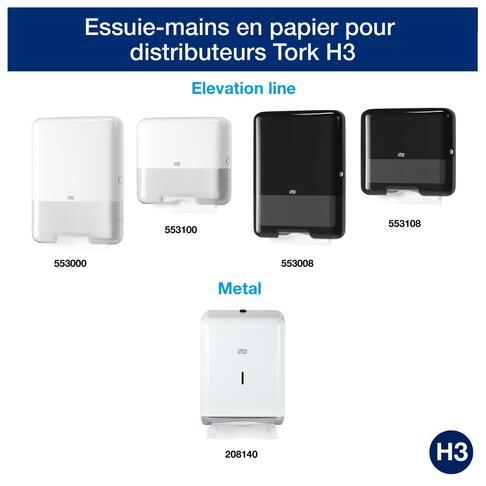 ESSUIE-MAINS PLIÉS EN V TORK® ADVANCED H3 BLANC 23X24.8CM 250 FORMATS 2 PLIS ECOLABEL X15 - 3