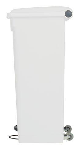 POUBELLE 90L COUVERCLE A PEDALE 2 ROUES BLANC/GRIS - 3