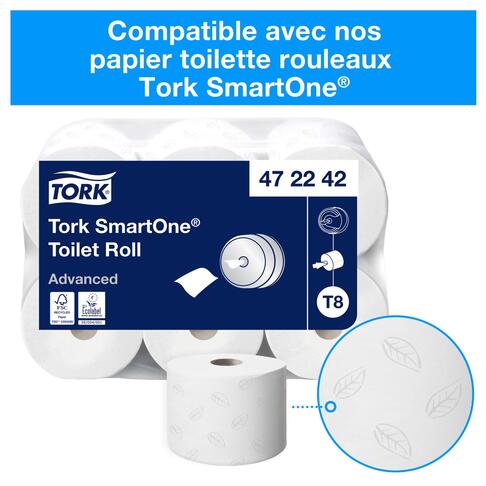 DISTRIBUTEUR DE PAPIER TOILETTE À DÉVIDAGE CENTRAL TORK SMARTONE® T8 BLANC - 3