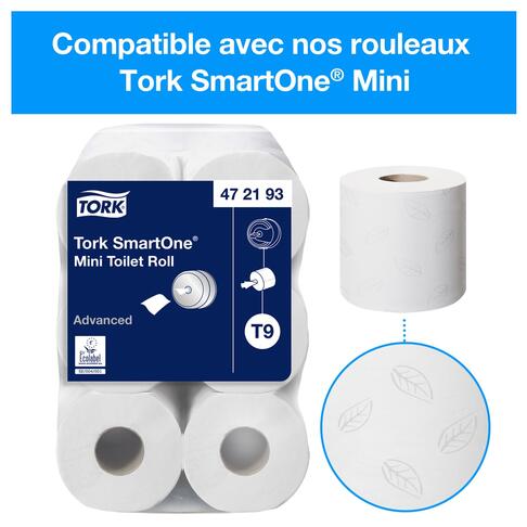 DISTRIBUTEUR DE PAPIER TOILETTE À DÉVIDAGE CENTRAL TORK SMARTONE® T9 NOIR - 3