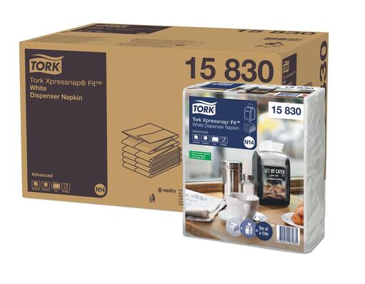 SERVIETTE POUR DISTRIBUTEUR 21,3X16.5CM TORK® XPRESSNAP FIT® N14 2 PLIS BLANC X4320 - 2