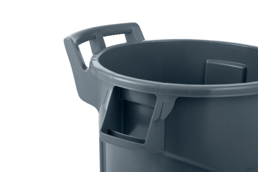 POUBELLE BRUTE ROND 167L AVEC ROUES GRIS - 3