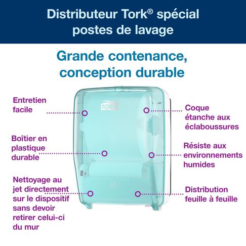 DISTRIBUTEUR D’ESSUIE-MAINS ROULEAUX TORK MATIC® W6 BLANC & BLEU - 3