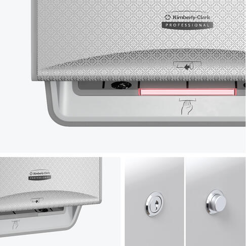 DISTRIBUTEUR D’ESSUIE-MAINS ROULEAUX À DÉCOUPE AUTOMATIQUE & OPTIQUE ICON™ GRIS MOSAÏQUE - 3