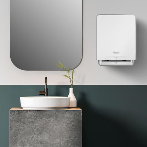 DISTRIBUTEUR D’ESSUIE-MAINS ROULEAUX À DÉCOUPE AUTOMATIQUE & OPTIQUE ICON™ BLANC MOSAÏQUE - 3