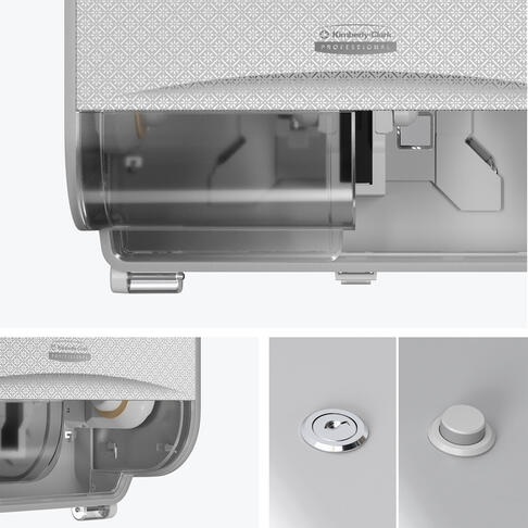 DISTRIBUTEUR DE PAPIER TOILETTE PETIT ROULEAU DOUBLE ICON™ GRIS MOSAÏQUE - 10