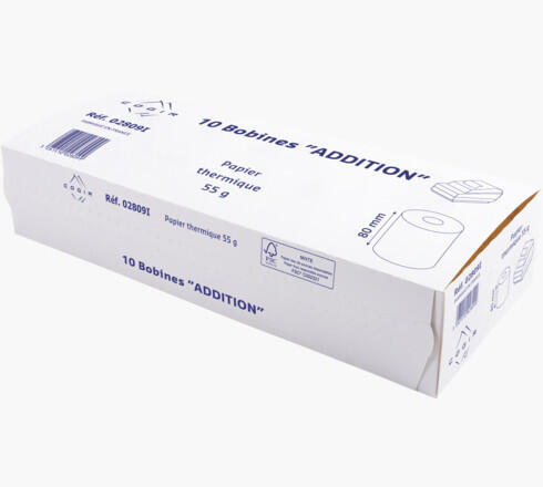 BOBINE ADDITION PAPIER THERMIQUE 80X80X12MM X30 - 3