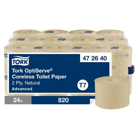 PAPIER TOILETTE PETIT ROULEAU TORK® T7  ADVANCED NATUREL SANS MANDRIN 820 FORMATS 2 PLIS ECOLABEL X24 - 3