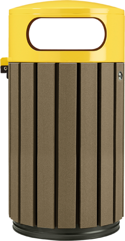 CORBEILLE 40L A POSER OU A FIXER ZENO ETIK A LATTES MARRON / JAUNE - 3