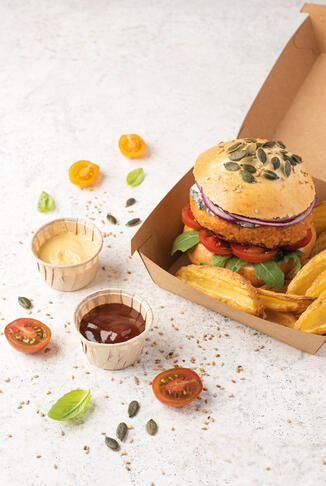 BOÎTES À BURGER CARRÉES EN CARTON BRUN 150X130 H 50/85 MM X300 - 3