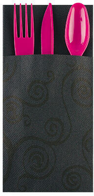 SERVIETTE POCHETTE 40X40CM NON TISSÉ NOIR X50 - 3