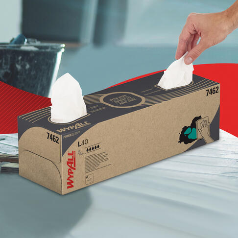 LAVETTE NON TISSEE USAGE UNIQUE WYPALL L40 BLANC 90 FORMATS BOITE DISTRIBUTRICE 41,5X25CM X9 - 4