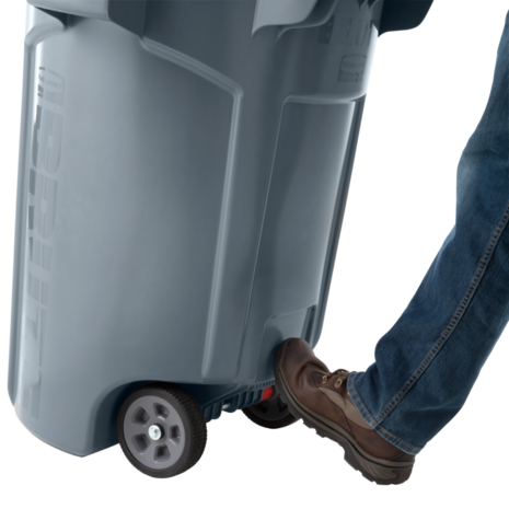 POUBELLE BRUTE ROND 167L AVEC ROUES GRIS - 4