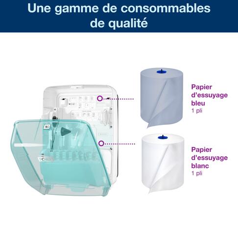 DISTRIBUTEUR D’ESSUIE-MAINS ROULEAUX TORK MATIC® W6 BLANC & BLEU - 4