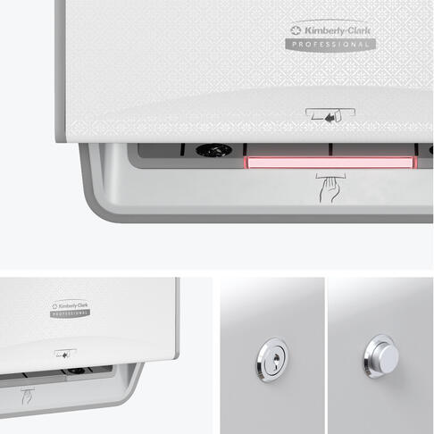 DISTRIBUTEUR D’ESSUIE-MAINS ROULEAUX À DÉCOUPE AUTOMATIQUE & OPTIQUE ICON™ BLANC MOSAÏQUE - 4