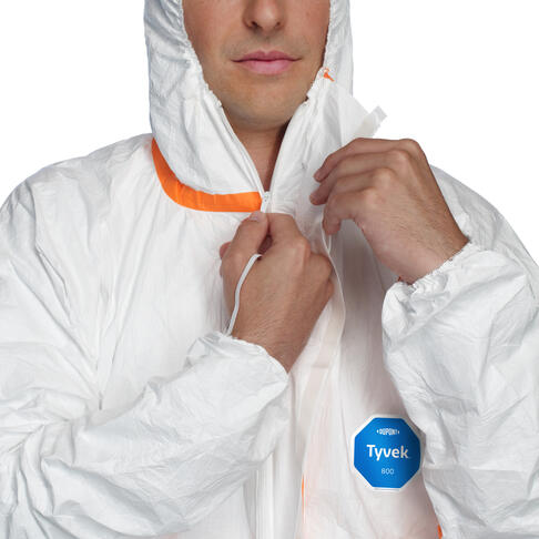 COMBINAISON BLANCHE CAPUCHE TYVEK 800J TAILLE L X25 - 4