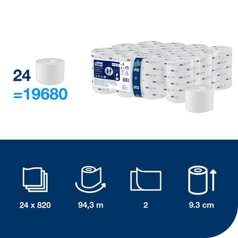 PAPIER TOILETTE PETIT ROULEAU TORK® T7  ADVANCED BLANC SANS MANDRIN 820 FORMATS 2 PLIS ECOLABEL X24 - 4