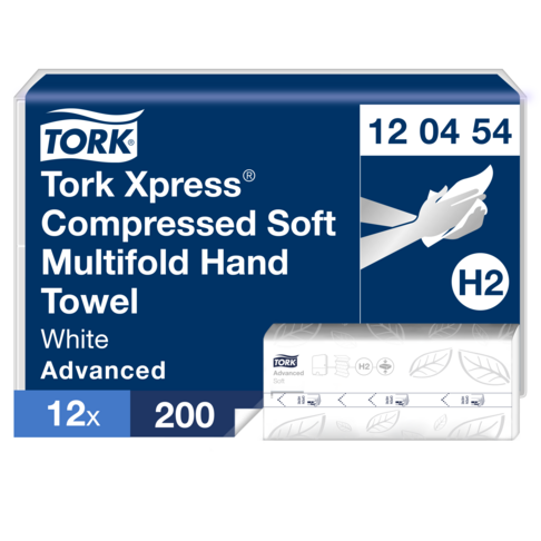 ESSUIE-MAINS COMPRESSÉS PLIÉS EN M TORK XPRESS® H2 ADVANCED BLANC 32X21.2CM 200 FORMATS 2 PLIS ECOLABEL X12 - 4