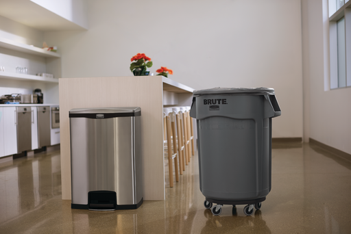 POUBELLE BRUTE ROND 167L GRIS AVEC CONDUIT AERATION - 5