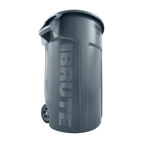 POUBELLE BRUTE ROND 167L AVEC ROUES GRIS - 5