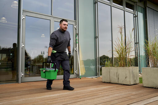 SEAU 12L RECTANGULAIRE VERT AVEC COMPARTIMENT PORTE OUTILS - 5