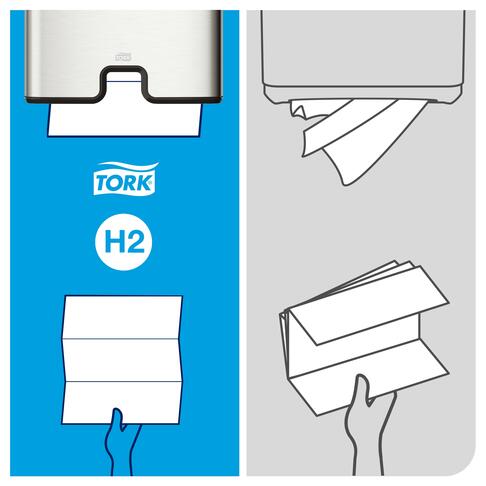 ESSUIE-MAINS COMPRESSÉS PLIÉS EN M TORK XPRESS® H2 ADVANCED BLANC 32X21.2CM 200 FORMATS 2 PLIS ECOLABEL X12 - 5