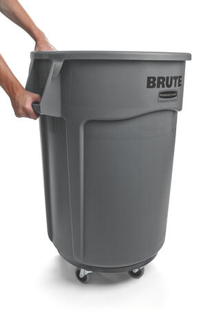 POUBELLE BRUTE ROND 167L GRIS AVEC CONDUIT AERATION - 7
